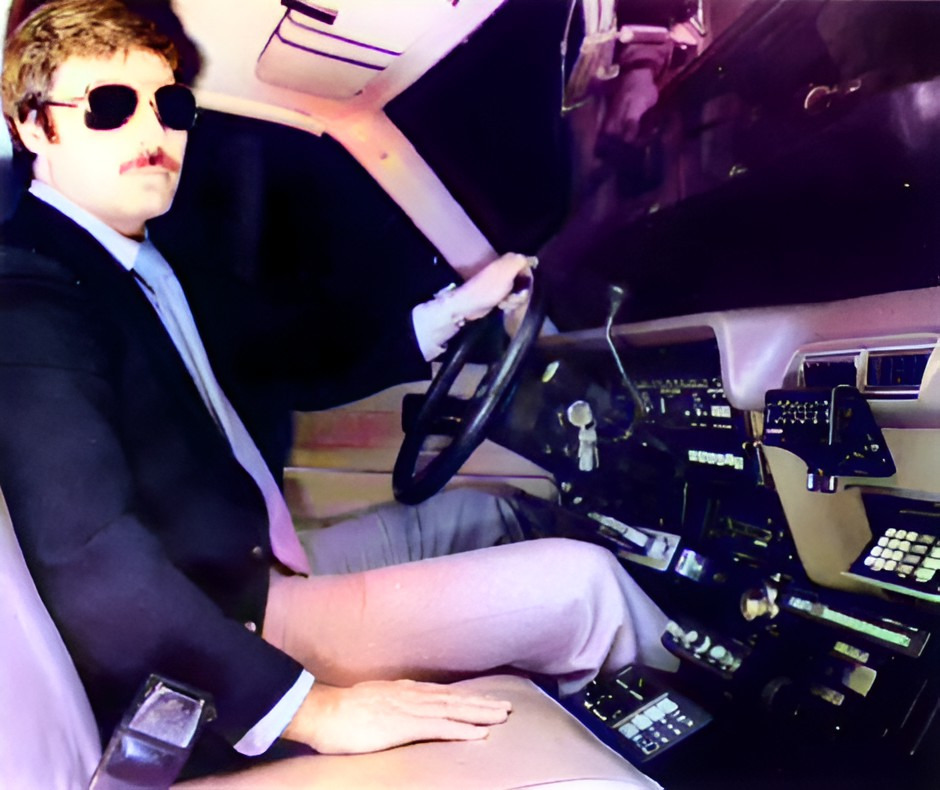 Valentine Elin, Montreal’s James Bond, behind the wheel of his nitro-injected Nova.
